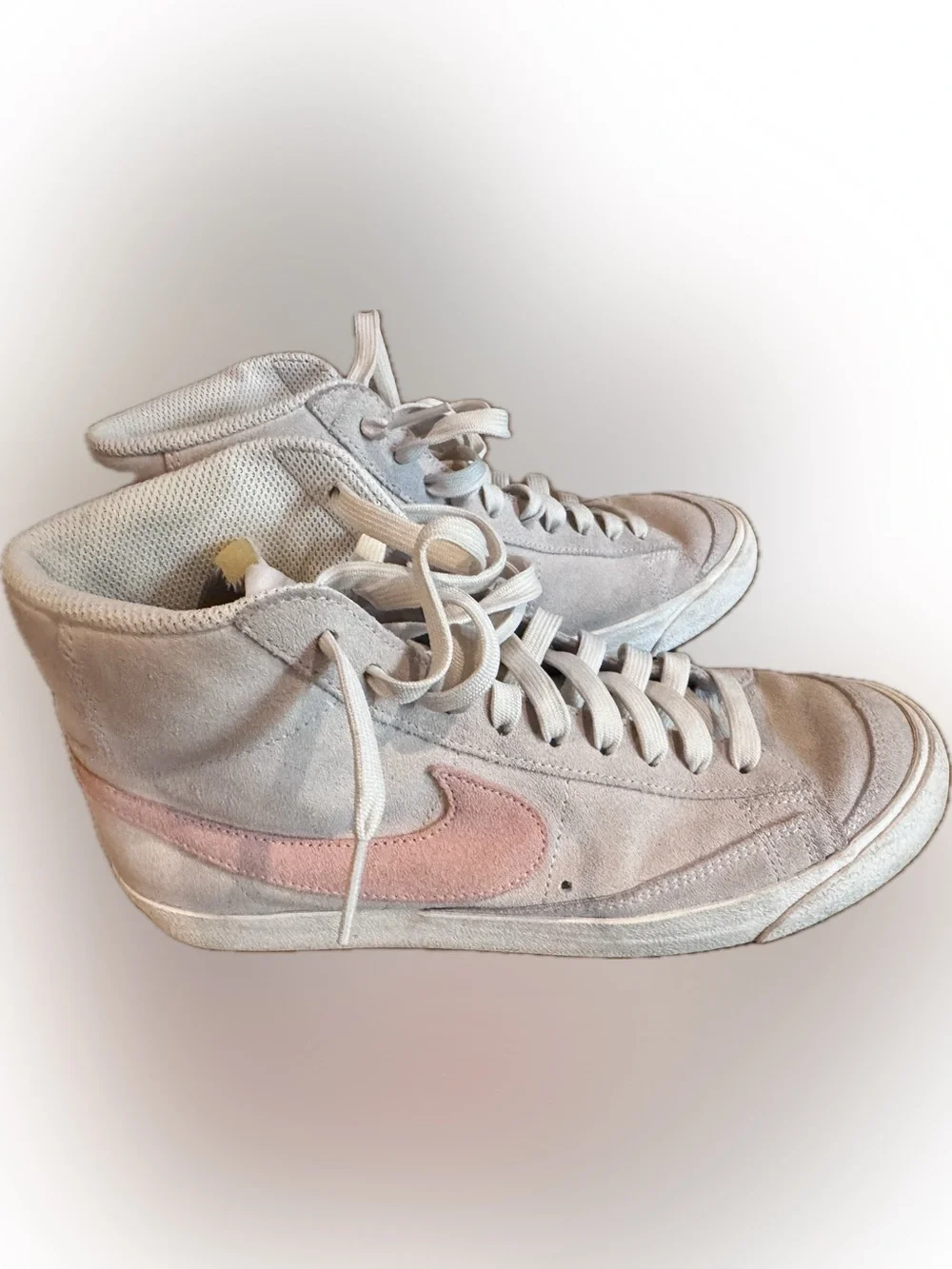 Nike Women’s High-Top Suede Sneakers in Pale Pink and Off-White
